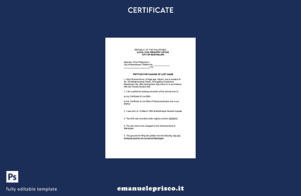 stile verificato Modello di certificato di modifica del nome dell'ufficio del re